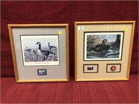 2 Ducks Unlimited commemorative framed prints.