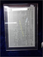 Framed Copy of London's The Evening Standard, 1887