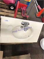 BATHROOM SINK W/ FAUCET, 30.5" WIDE X 19" DEEP