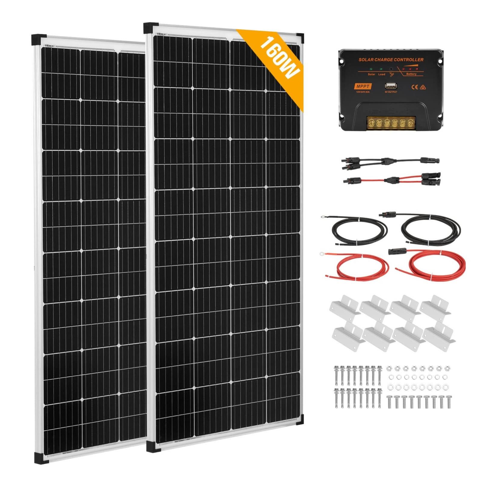 MOBI OUTDOOR 320W Solar Panel Kit,18V 2pcs 160W Mo