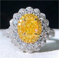 1ct Natural Yellow Diamond 18K Gold Ring