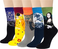 5 PAIRS Famous Painting Patterned Art Socks