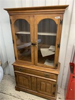 Wooden China cabinet w/glass doors, dimensions are