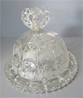Glass cheese dish. Measures: 6" Tall.