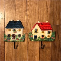 (2) Painted Metal House Hanging Hooks