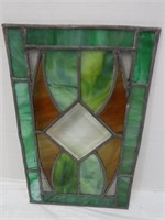 Vintage Stain Glass w/Lead-19x14"