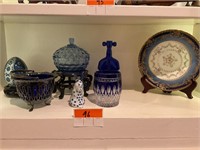 A Collection of Blue and White Decorative Pieces