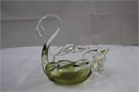 Art Deco swan candy dish, 6.5 X 6.5"H