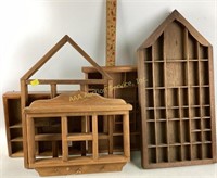 (5) wood knick knack shelves