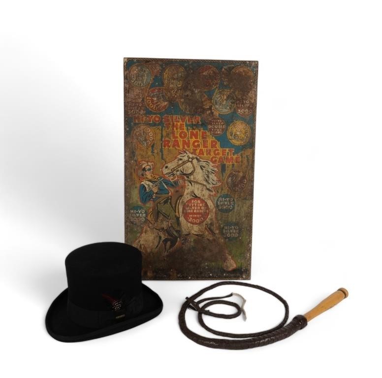 Stovepipe Top Hat, Lone Ranger, & Whip