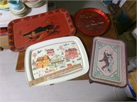 Four Vintage Serving Trays