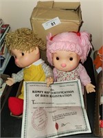 2 Vintage Komfy Kids Dolls w/ COA