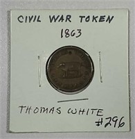 1863  Civil War Token   Thomas White