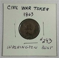 1863  Civil War Token   Washington Bust