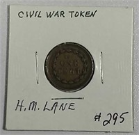 Civil War Token   H.M.Lane  Not One Cent