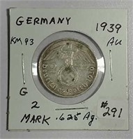 1939-G  Germany  2 Mark   AU   .1608 asw.