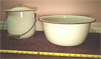 Porcelain chamber pot and washbowl
