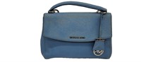 MK Sky Blue Saffiano Leather Half-Flap Bag