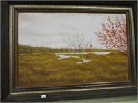 NORMAN JACKSON'79 LANDSCAPE PAINTING OIL ON BOARD