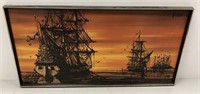 Large Keith Lee Ships Print, measures 49in x 25in