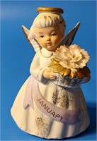 Vintage Lefton Porcelain Jan. Angel Figurine w/Box