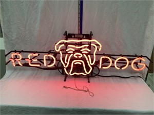 Red Dog Beer Neon Sign, Working, 34”L, 12”T, 6”D