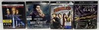 Lot of 4 Assorted 4K UHD+Blu-Ray Movies NEW $115