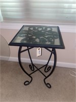 Black wrought iron end table or plant stand