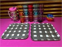 Ikea Checkered Serving Trays, Plastic Cups +++