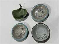 4 Small Hand Crafted Pottery Dishes