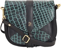 Saddle Bag for Women Croco Embossed Leather