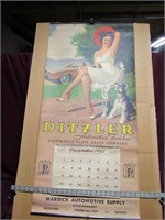 1964 Ditzler Pinup girl & dog calendar. Full pad.