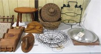 Wood Stool, Baskets, Metalwares, Decor, Misc