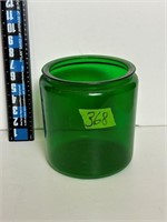 Green glass jar 8”  7”