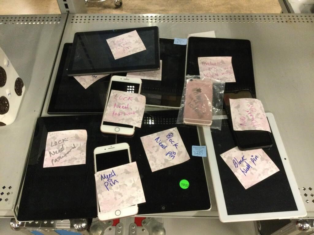 Assorted phones and tablets.