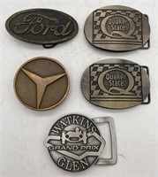(NO) 5 Belt Buckles including Quaker State, Ford,