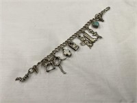 Sterling Silver 6" Western Theme Charm Bracelet