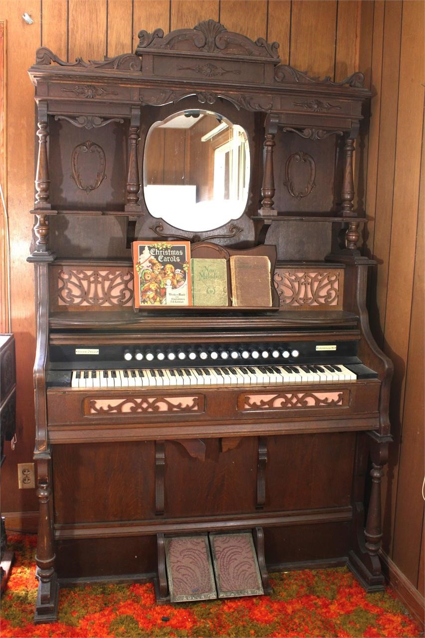 Vintage ADLER ORGAN CO. Pump Organ W/Mirror