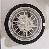 Thick Race Tire Wall Clock Untested-Needs Battery