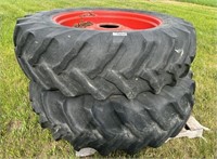 Set of 18.4 x 38 Tires on IHC Rims.  #LOC: OK