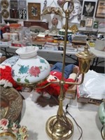 VINTAGE BRASS DESK LAMP W/SHADE & STACK