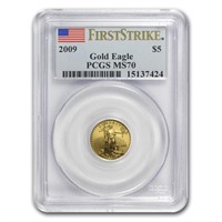 2009 1/10 Oz American Gold Eagle Ms70 Firststrike