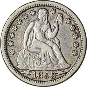 1853 SEATED LIBERTY DIME - VF