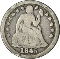 1845 SEATED LIBERTY DIME - GOOD