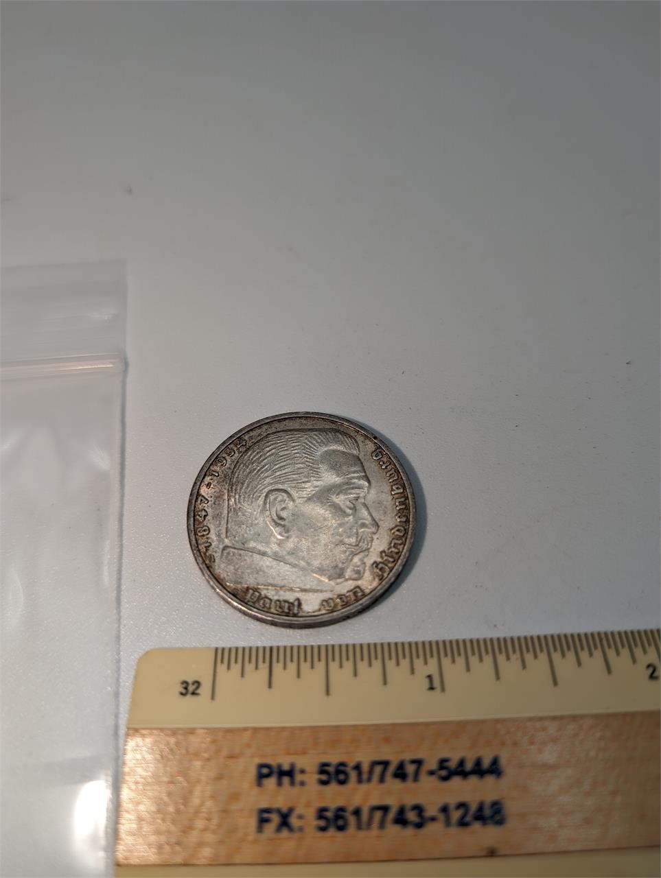 1938 3rd Reich 5 Mark Silver