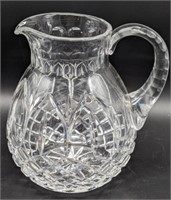 (E) Vintage Etched crystal pitcher 8in h