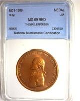 1801-1809 Medal NNC MS69 RD Thomas Jefferson