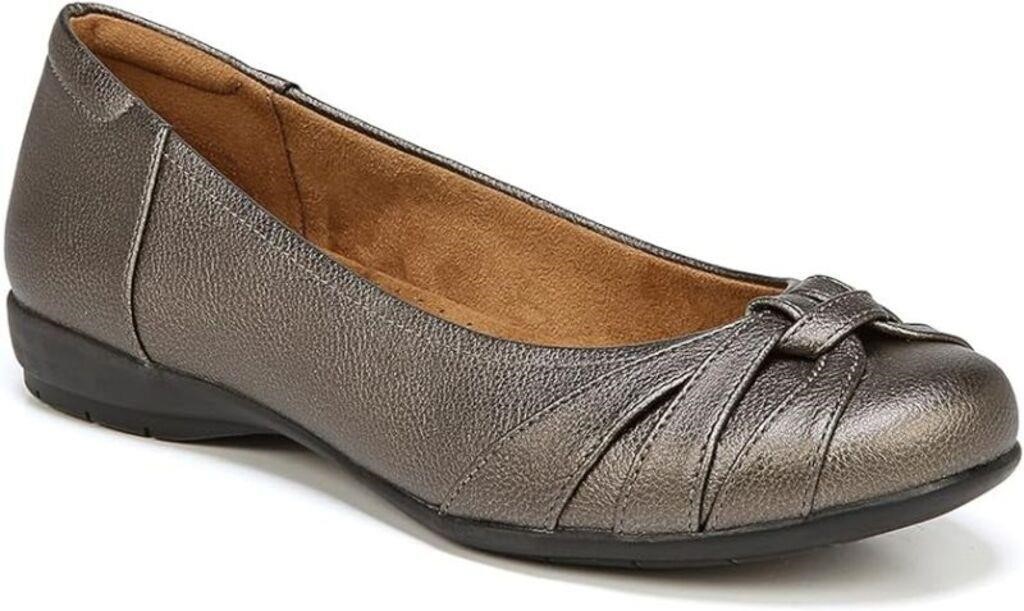 Naturalizer Women's 9W Ballet Flat, Nickel 9 Wide