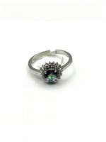Sterling Silver Natural Mystic Topaz Ring, Size