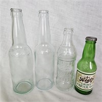 4 Blatz Bottles including 3 Embossed Glass